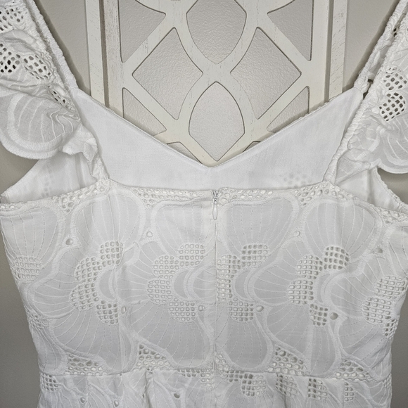 Steve Madden Sierra Sleeveless Lace Eyelet Boho Crochet Dress in Optic White - Picture 11 of 14